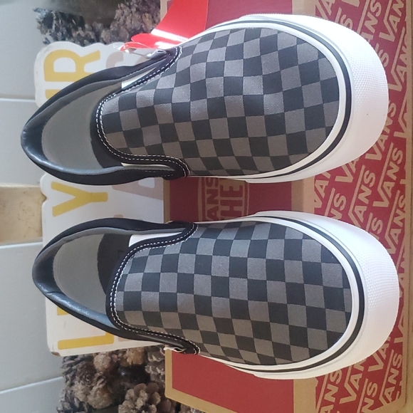 Vans Classic Slip-On Black Pewter Checkerboard Unisex Size U.S 8.5 Men/10 Women - Picture 5 of 14